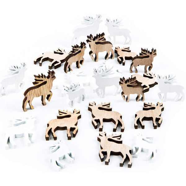 22 kleine Mini Hirsche Geweih Streuteile Rentier braun Natur weiß Set Streuteile Streuartikel Weihnachten - Foto 1