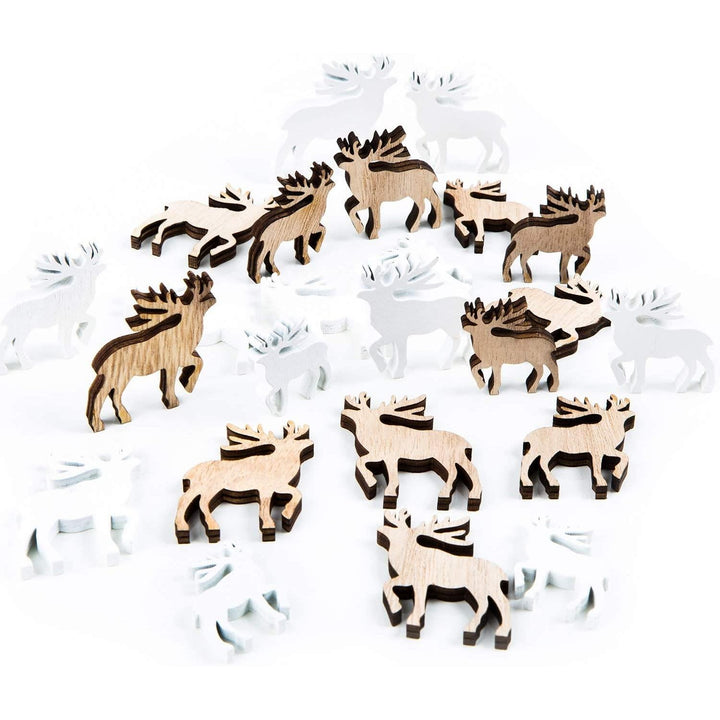 22 kleine Mini Hirsche Geweih Streuteile Rentier braun Natur weiß Set Streuteile Streuartikel Weihnachten - Foto 1