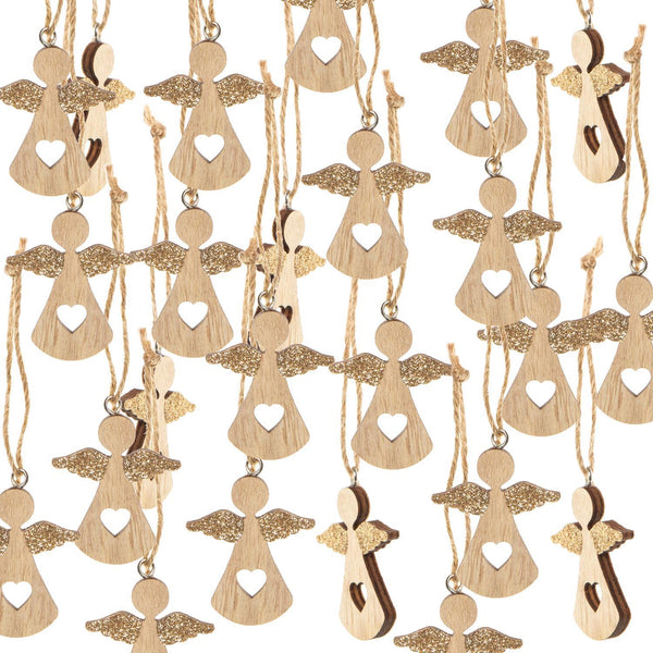 5 Schneeflocken Weihnachtsbaumanhänger aus Holz weiß silber