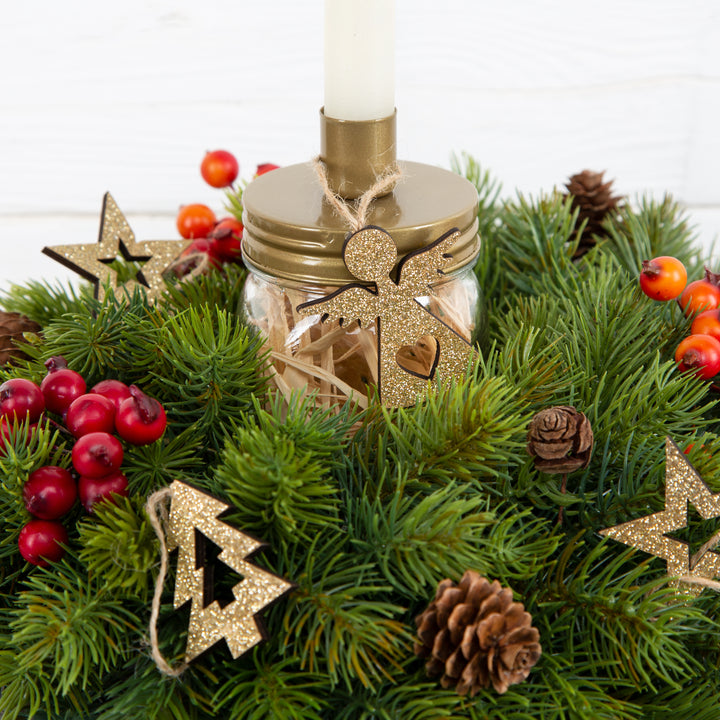 6 Anhänger Silber Vintage Weihnachtsbaum 6-7 cm Weihnachtsdeko zum Aufhängen
