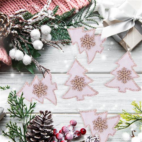 10 weihnachtliche Anhänger rosa pink glitzernd - Christbaumanhänger aus Holz & Metall - Foto 4