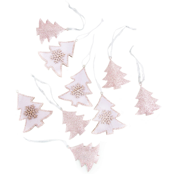 10 weihnachtliche Anhänger rosa pink glitzernd - Christbaumanhänger aus Holz & Metall - Foto 5