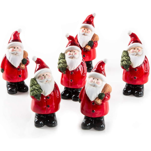 6 kleine Nikolaus Figuren aus Keramik - rot weiß 12 cm zum Hinstellen - Foto 1