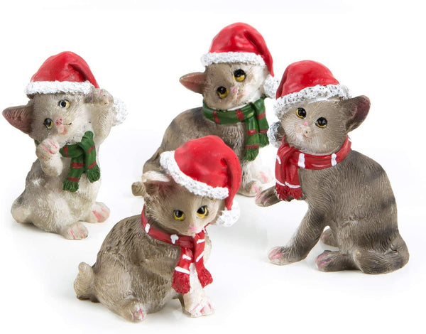 6 kleine Nikolausfiguren rot weiß mit Geschenk - zum Hinstellen