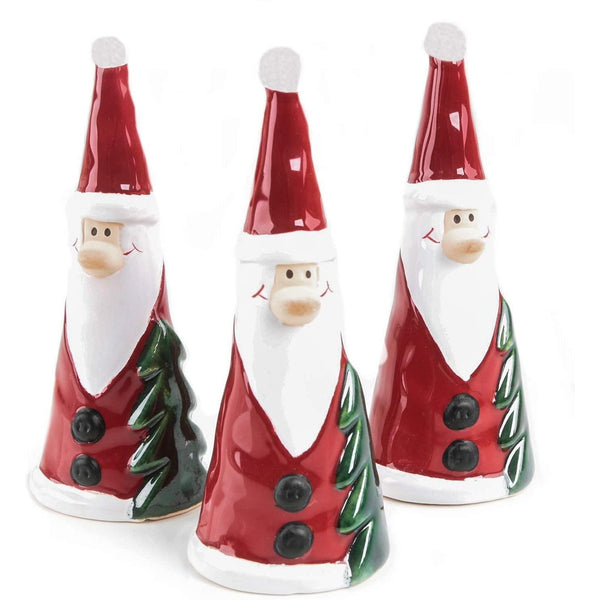Nikolaus Figuren aus Keramik 14 cm rot weiß grün mit Tannenbaum - Foto 1
