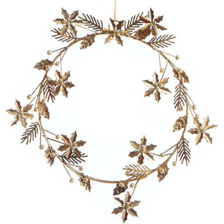 Weihnachtlicher Türkranz aus Metall Gold mit Glitzer - 25 cm - Foto 2