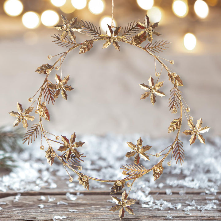 Weihnachtlicher Türkranz aus Metall Gold mit Glitzer - 25 cm - Foto 3