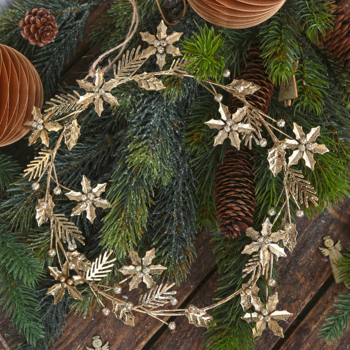 Weihnachtlicher Türkranz aus Metall Gold mit Glitzer - 25 cm - Foto 4
