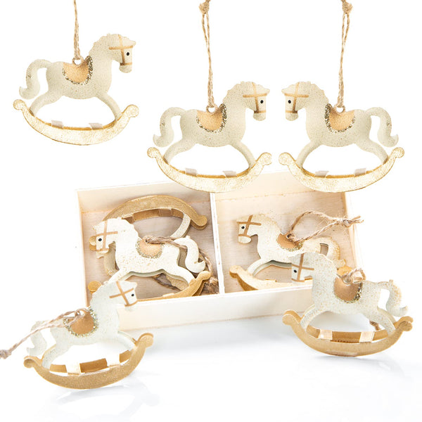 6 Schneeflocken Metall Anhänger Weihnachten Gold - 9 cm