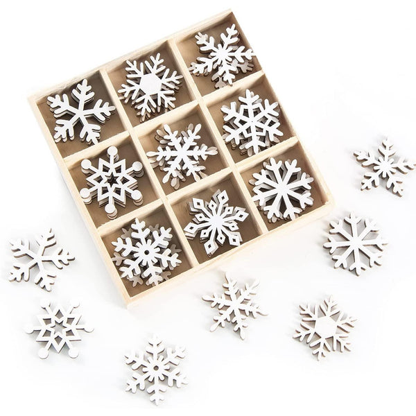 Schneeflocken Streuteile Set - 36 kleine Schneeflöckchen aus Holz - Foto 1