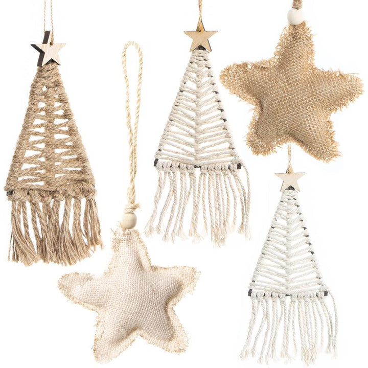 Weihnachtsanhänger Set - 5 weihnachtliche Christbaumanhänger Sterne + Bäume - Foto 1