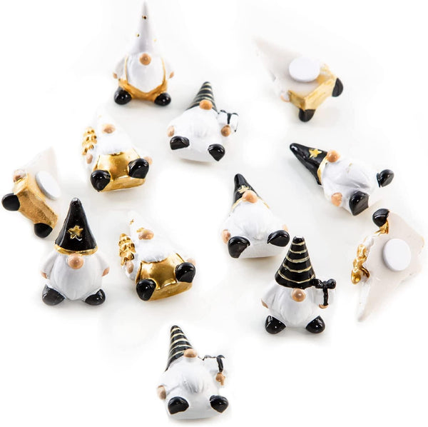 12 kleine Weihnachtswichtel 4 cm schwarz weiß gold - Foto 1