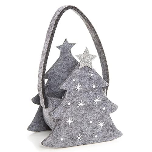 Kleine Filztasche Baum grau silber Weihnachtstasche Geschenktasche 14 cm - Foto 1