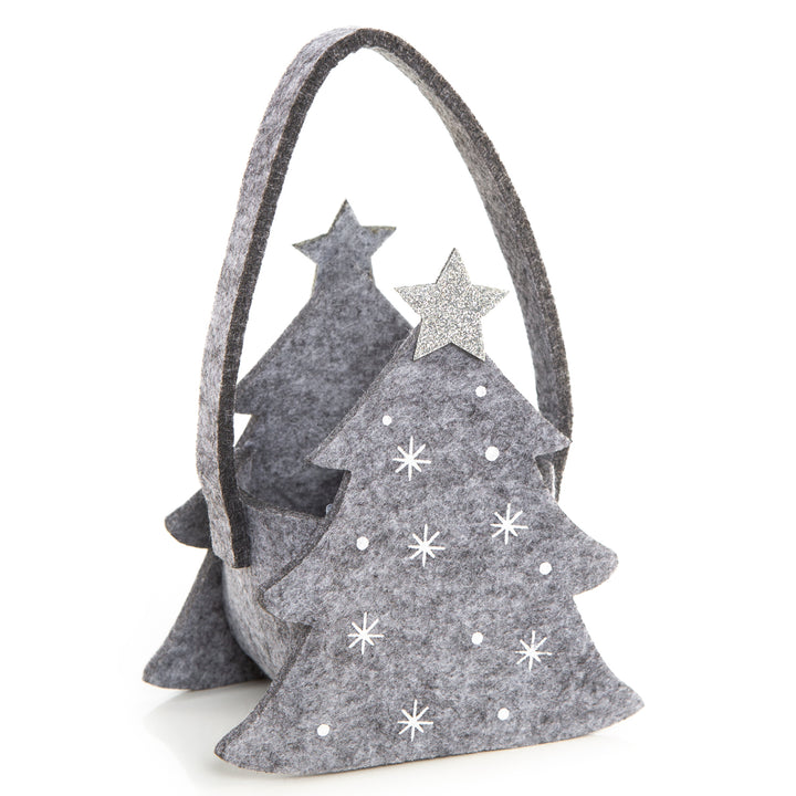 Kleine Filztasche Baum grau silber Weihnachtstasche Geschenktasche 14 cm - Foto 2