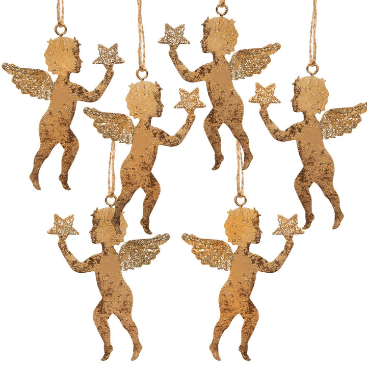 Weihnachtsanhänger Set 2 Vögel - gold blau Vintage aus Metall