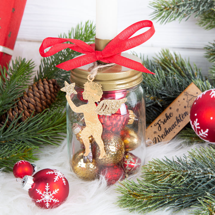 Weihnachtsanhänger Set 2 Vögel - gold blau Vintage aus Metall