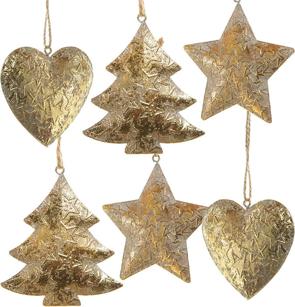 Weihnachten Deko Set - Stern + Engel + Baum Figur Silber aus Metall & Holz