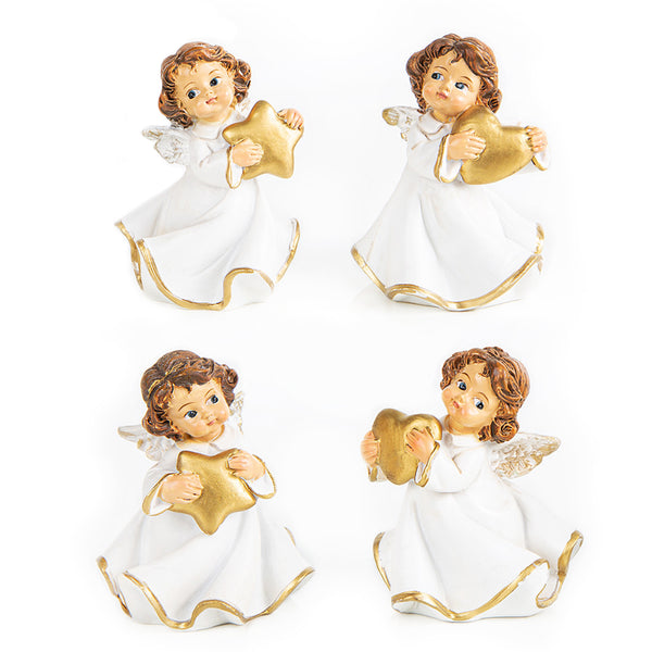 6 Mini Wichtel Figuren schwarz Gold weiß 4 cm