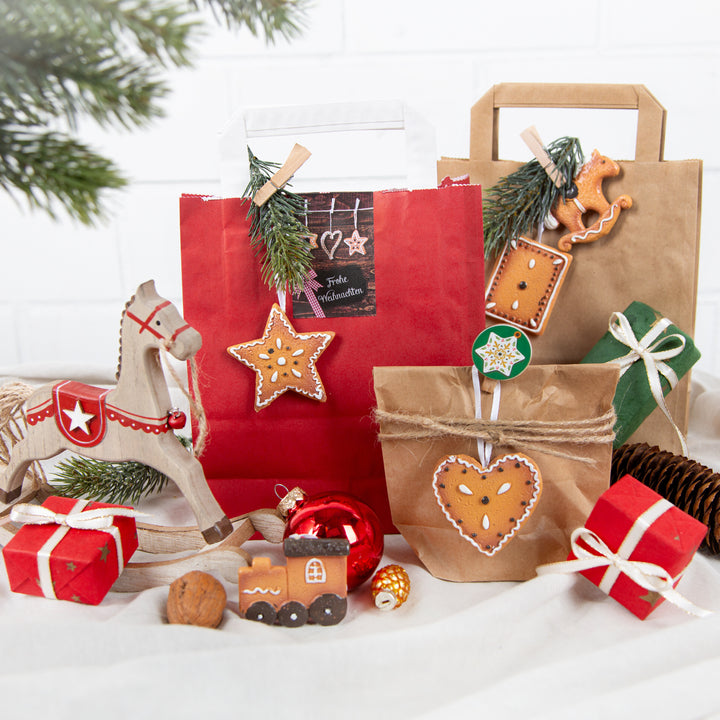 Weihnachtsdeko Set 48 Rentier Streuteile Holz braun Gold