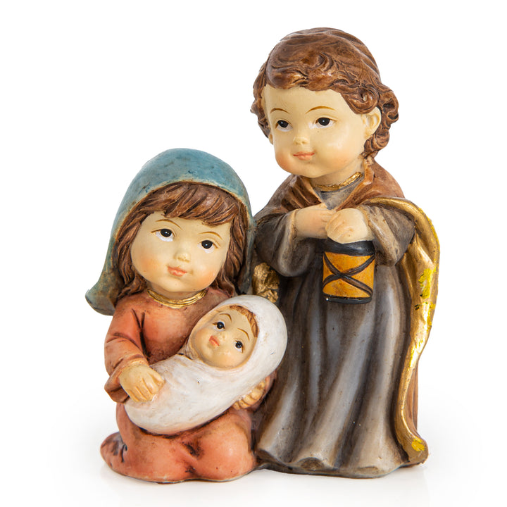 Kleine Krippe Figur Maria Josef braun gold 12 x 11,5 cm