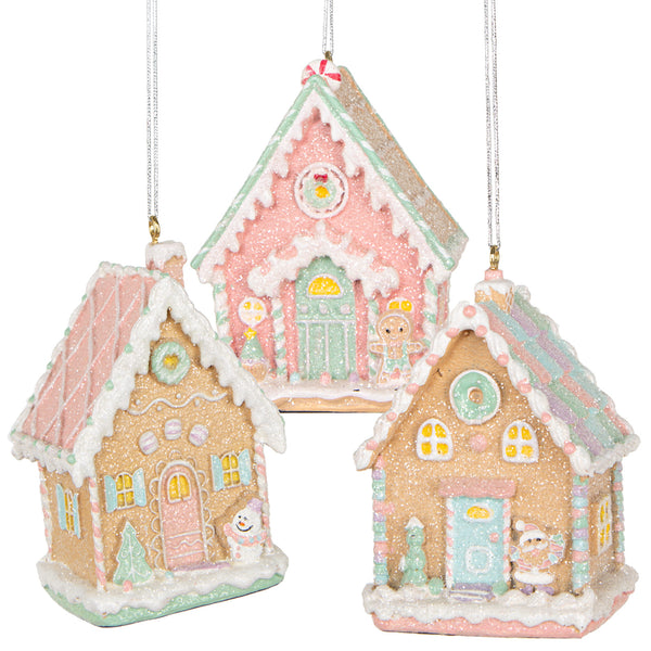 Lebkuchenhaus Deko Windlicht - Weihnachten Keramik Häuschen 15 cm