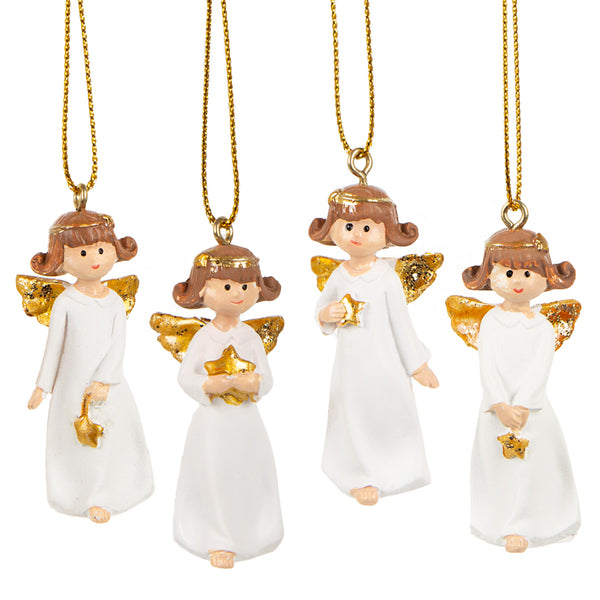 4 kleine Engel weiß gold Engel Figuren Schutzengel 5 cm