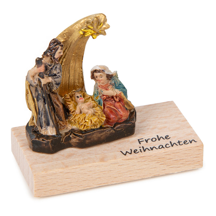 Logbuch-Verlag Mini-Geschenk zu Weihnachten kleine Weihnachtskrippe Heilige Familie mit Text Frohes Fest 5 x 2,5 x 5 cm
