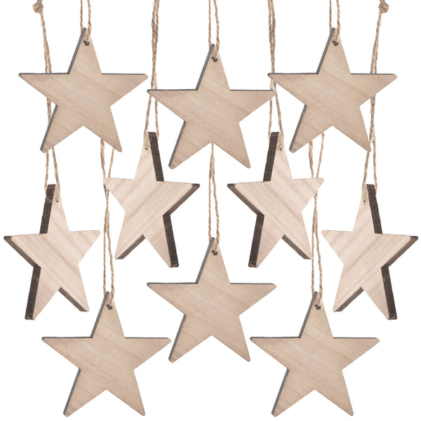 Weihnachtsanhänger Set: 30 Holzsterne 7 cm grau + weiß + braun