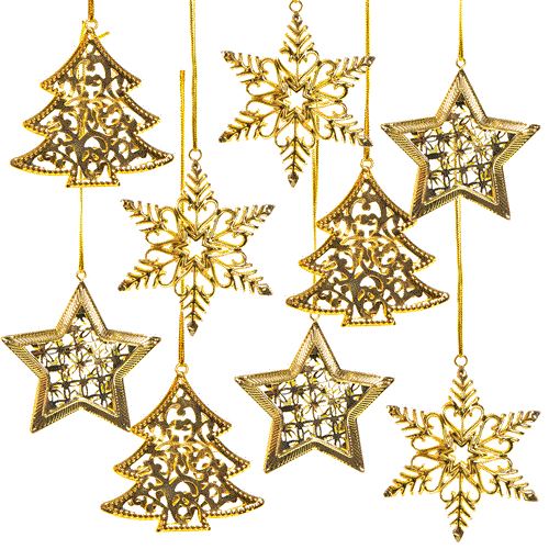 9 filigrane Weihnachtsanhänger gold Baum Stern Schneeflocke Weihnachtsdeko Geschenkanhänger - Foto 1