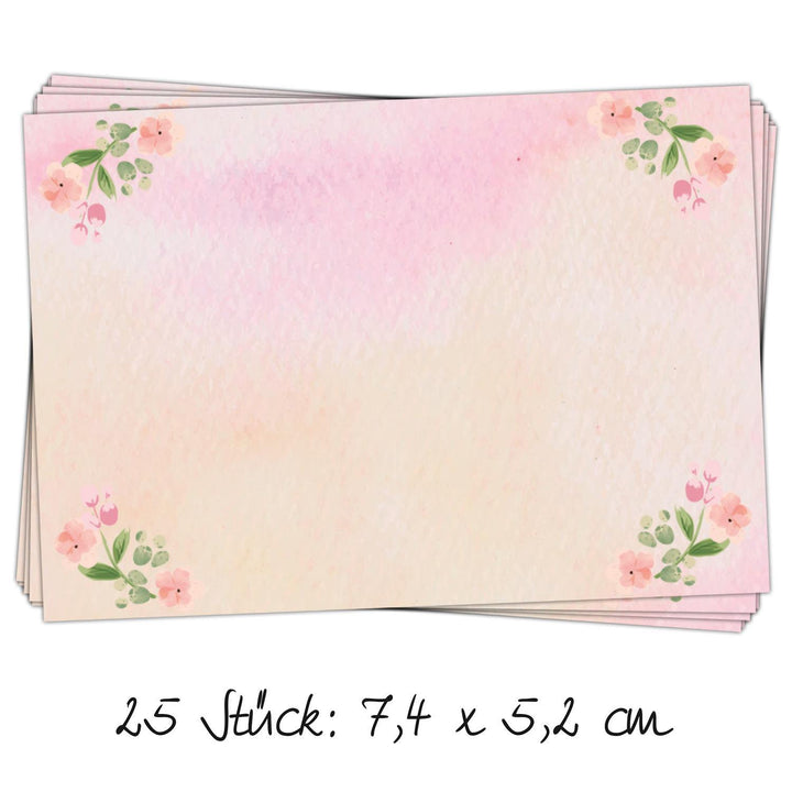 25 kleine Aufkleber 7,4 x 5,2 cm mit rosa Herzen - Etiketten Adressetiketten zum Beschriften für Mädchen