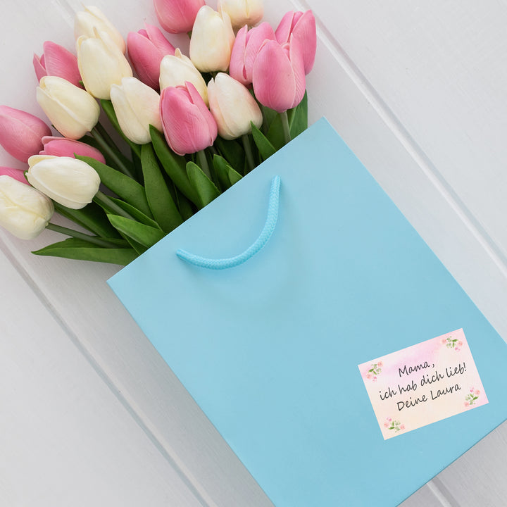 25 kleine Aufkleber 7,4 x 5,2 cm mit rosa Herzen - Etiketten Adressetiketten zum Beschriften für Mädchen