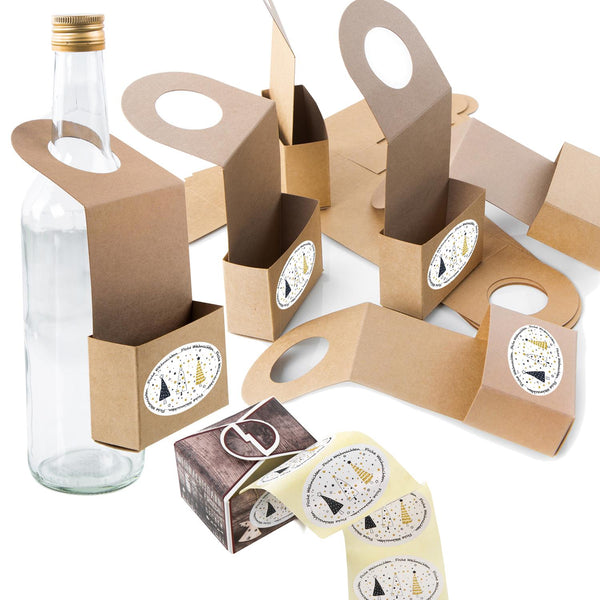 Logbuch-Verlag 10 Kraftpapieranhhänger für Flaschen - Flaschenanhänger mit Weihnachtsetikett zum Beschriften - Deko Verpackung Weinflaschen