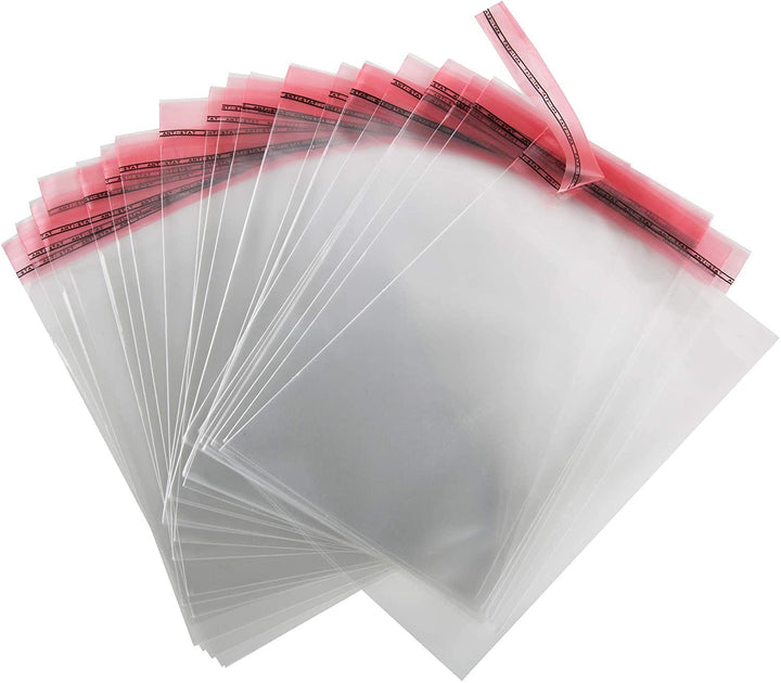Logbuch-Verlag 100 transparente Adhäsionsbeutel - Tüten durchsichtig kleine Beutel Klarsichtbeutel 8,2 x 21 cm wiederverschließbar selbstklebend