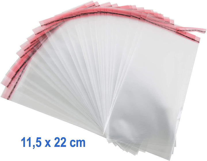 Logbuch-Verlag 25 Klarsichtbeutel - Klappenbeutel durchsichtig & wiederverschließbar 8,3 x 12,5 cm transparent Folientüten Verpackung lebensmittelgeignet