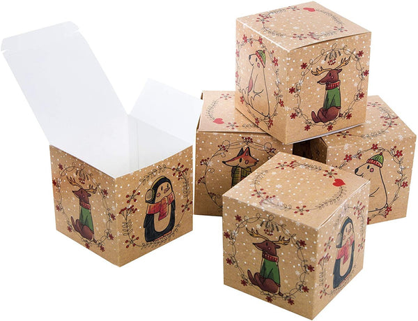 Logbuch-Verlag 5 kleine Geschenkboxen Weihnachten Geschenkschachtel bunt Verpackung 7 x 7 cm Box Schachtel für Weihnachtsgeschenk Kunde Mitarbeiter give-away