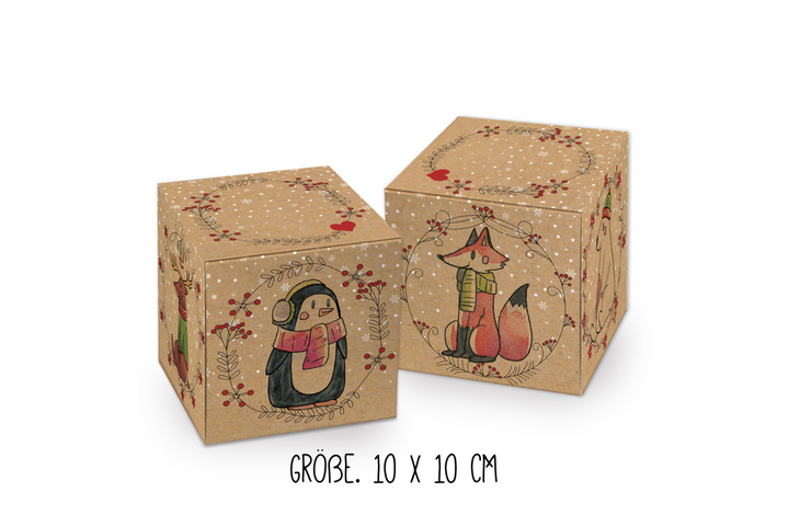 Logbuch-Verlag 5 kleine Geschenkboxen Weihnachten Geschenkschachtel bunt Verpackung 7 x 7 cm Box Schachtel für Weihnachtsgeschenk Kunde Mitarbeiter give-away