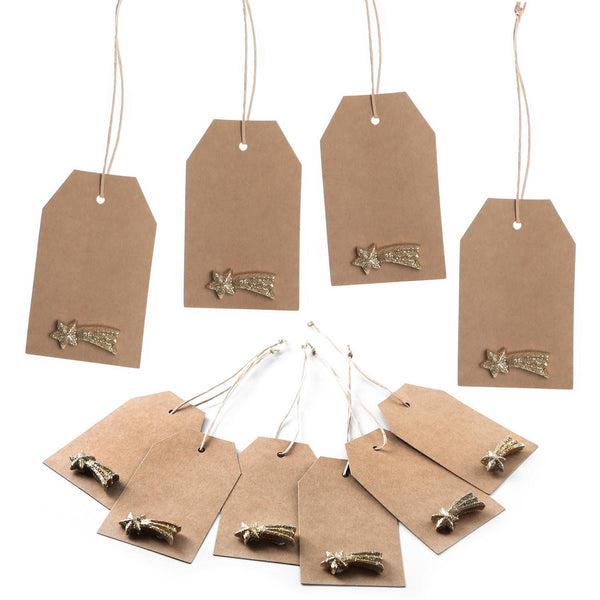 10 Weihnachtsetiketten aus Kraftpapier mit Komet Sternschnuppe - Foto 1