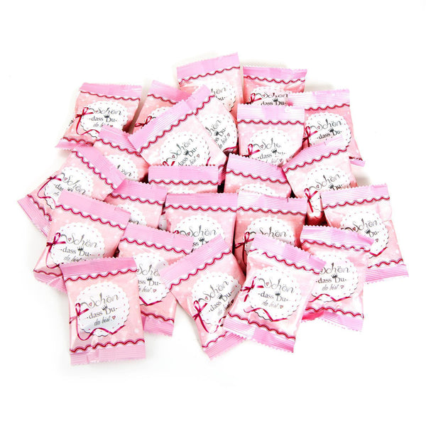 200 Stück kleine Päckchen Gummibärchen give-away - Geschenk SCHÖN DASS DU DA BIST Herz ROSA PINK KRONE WEISS Gastgeschenke Mitgebsel Hochzeit Geburtstag Fest Feier Gäste - Foto 1
