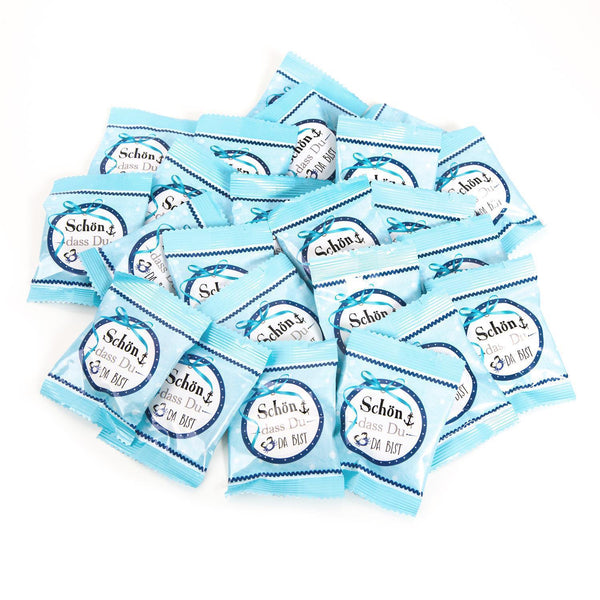 200 Stück kleine Päckchen Gummibärchen give-away - Geschenk SCHÖN DASS DU DA BIST ANKER blau türkis WEISS Gastgeschenke Mitgebsel Hochzeit Geburtstag Fest Feier Gäste hellblau - Foto 1