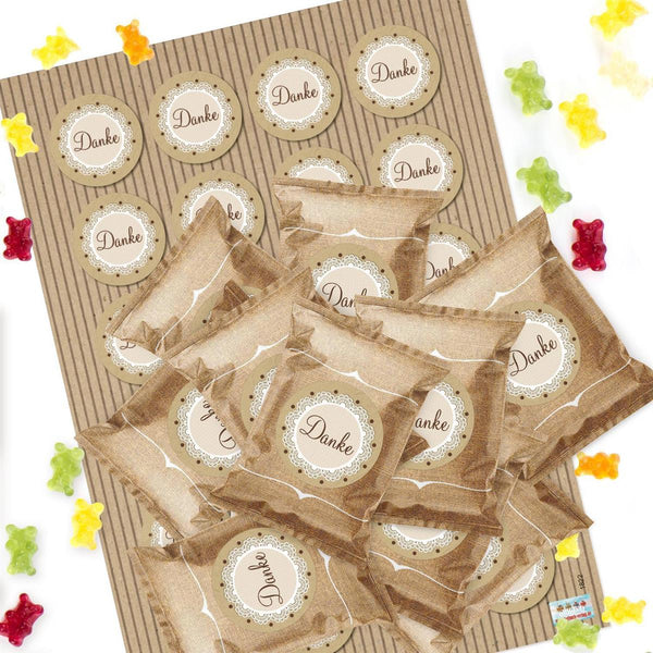 Mini Gummibärchen Tüten 24 kleine Beutel - Danke Geschenk für Gäste Kunden Freunde - Foto 1