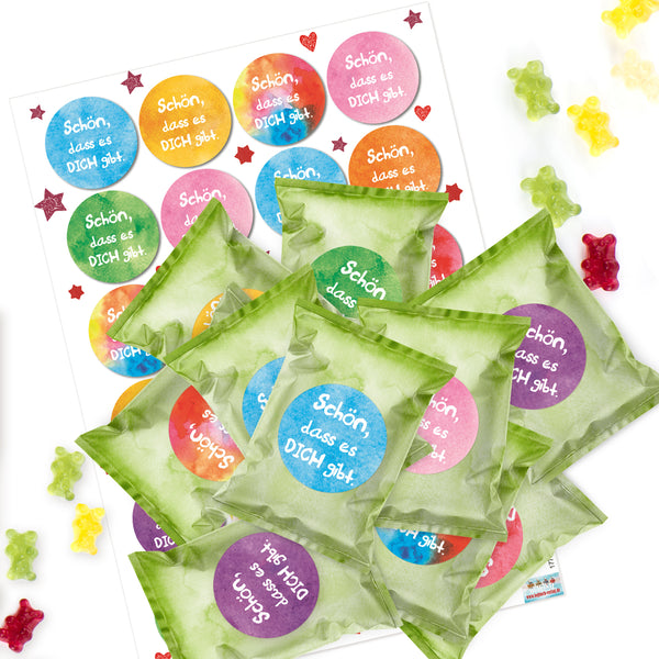Mini Gummibärchen Tüten 24 kleine Beutel - Danke Geschenk für Gäste Kunden Freunde