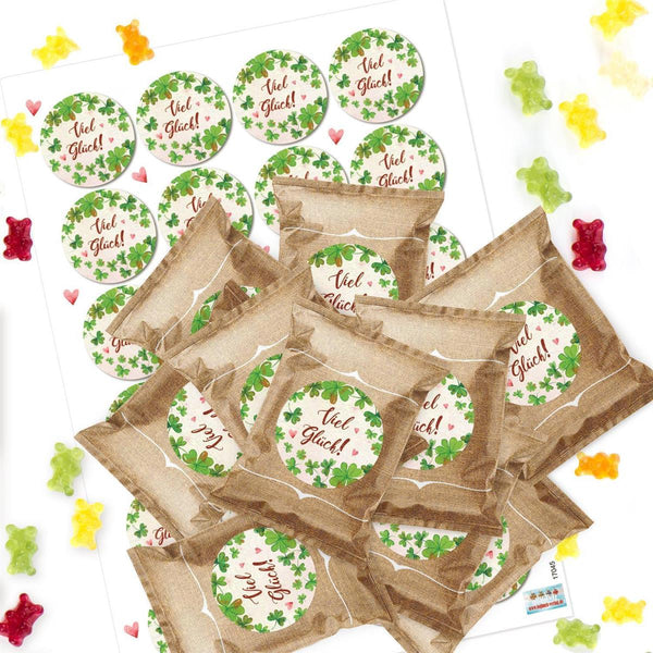24 kleine Gummibärchen Tütchen Viel Glück - Give-away Glücksbringer Silvester - Foto 1