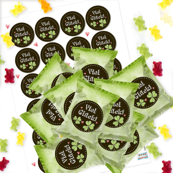 24 Mini Gummibärchen Tüten mit Motivationsstickern für Freunde Kollegen Seminarteilnehmer