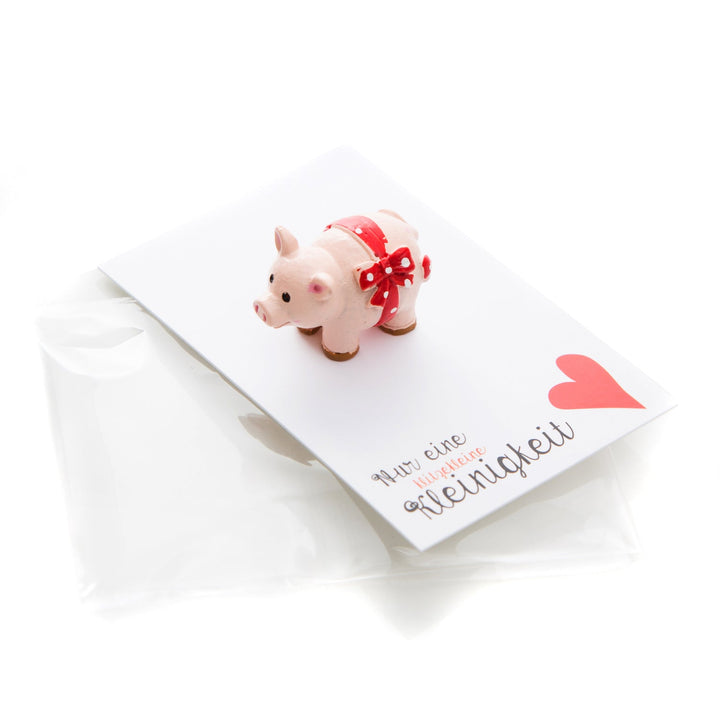 Rosa Glücksschweine & Schmuckkärtchen Nur eine klitzekleine Kleinigkeit - kleines Geschenk - Foto 3