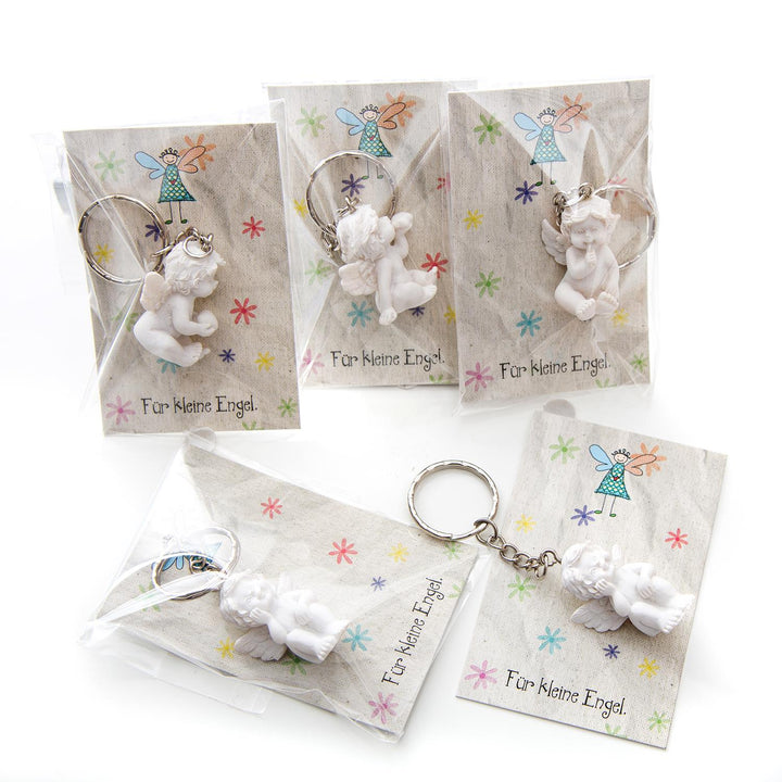 Gastgeschenke - kleine weiße Engelsanhänger + grau bunte Kärtchen Für kleine Engel - Foto 1