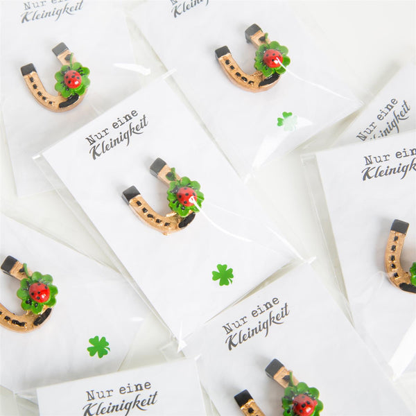 Kleine goldene Hufeisen + weiß schwarze Nur eine Kleinigkeit Kärtchen - als give away - Foto 1
