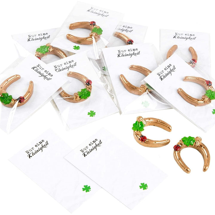 Kleine goldene Hufeisen + weiß schwarze Nur eine Kleinigkeit Kärtchen - als give away - Foto 2