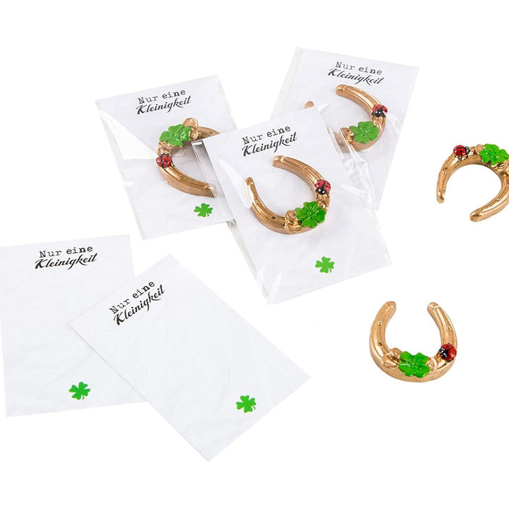 Kleine goldene Hufeisen + weiß schwarze Nur eine Kleinigkeit Kärtchen - als give away - Foto 3
