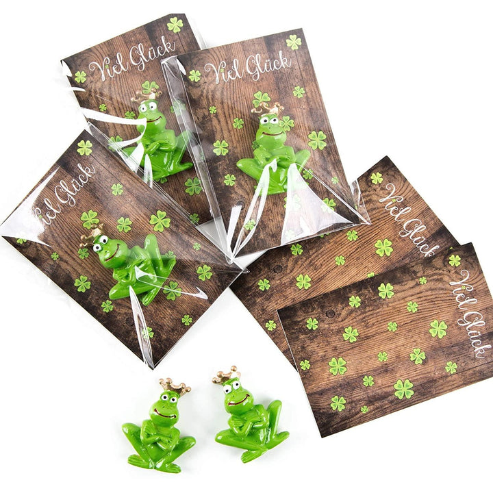 Kleine Geschenke - grüner Frosch + rustikales Kärtchen mit Text Viel Glück - Foto 2