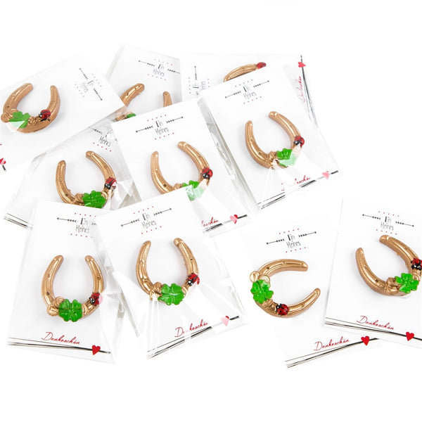 Goldenes Mini-Hufeisen mit DANKESCHÖN-Karte – Glücksbringer Geschenk – Gastgeschenk & Give-away zur Hochzeit, Silvester, Feier - Foto 1